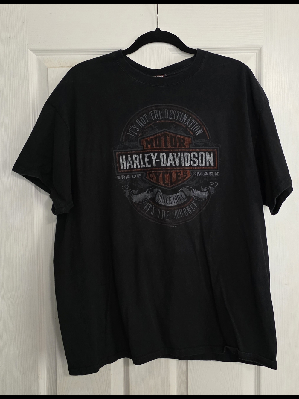 Lucky Harley-Davidson Black Short Sleeve Logo Tee with Orange Accent